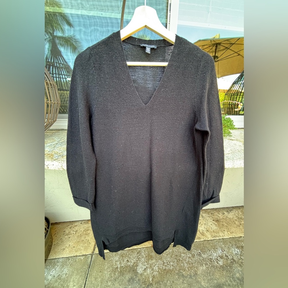 Eileen Fisher Rich Black Wool Knit Sweater